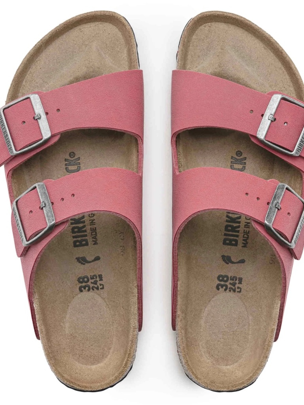 Birkenstock Arizona Birko-Flor Nubuck Sandals Size 36 In Pink